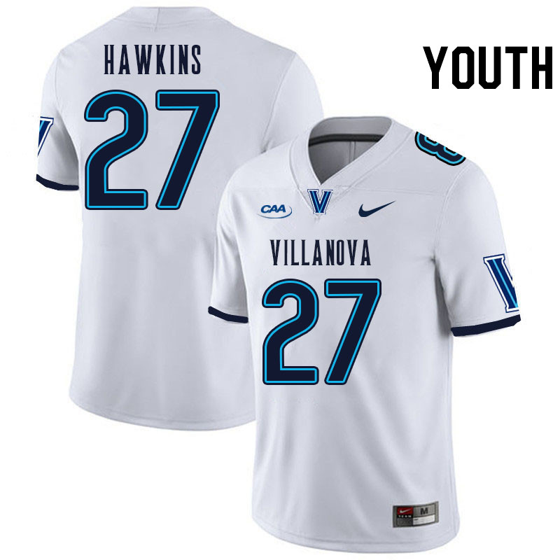 Youth #27 Anthony Hawkins Villanova Wildcats College Football Jerseys Stitched Sale-White